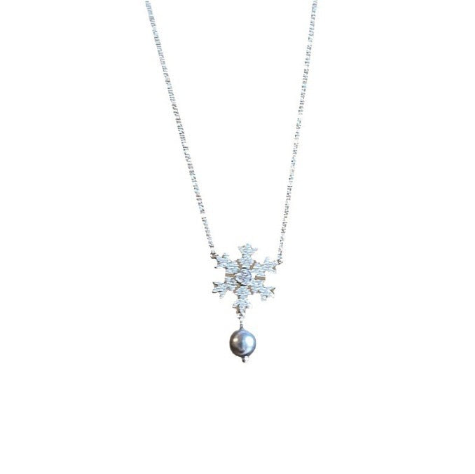 Wholesale Christmas Snowflake Pearl Necklace